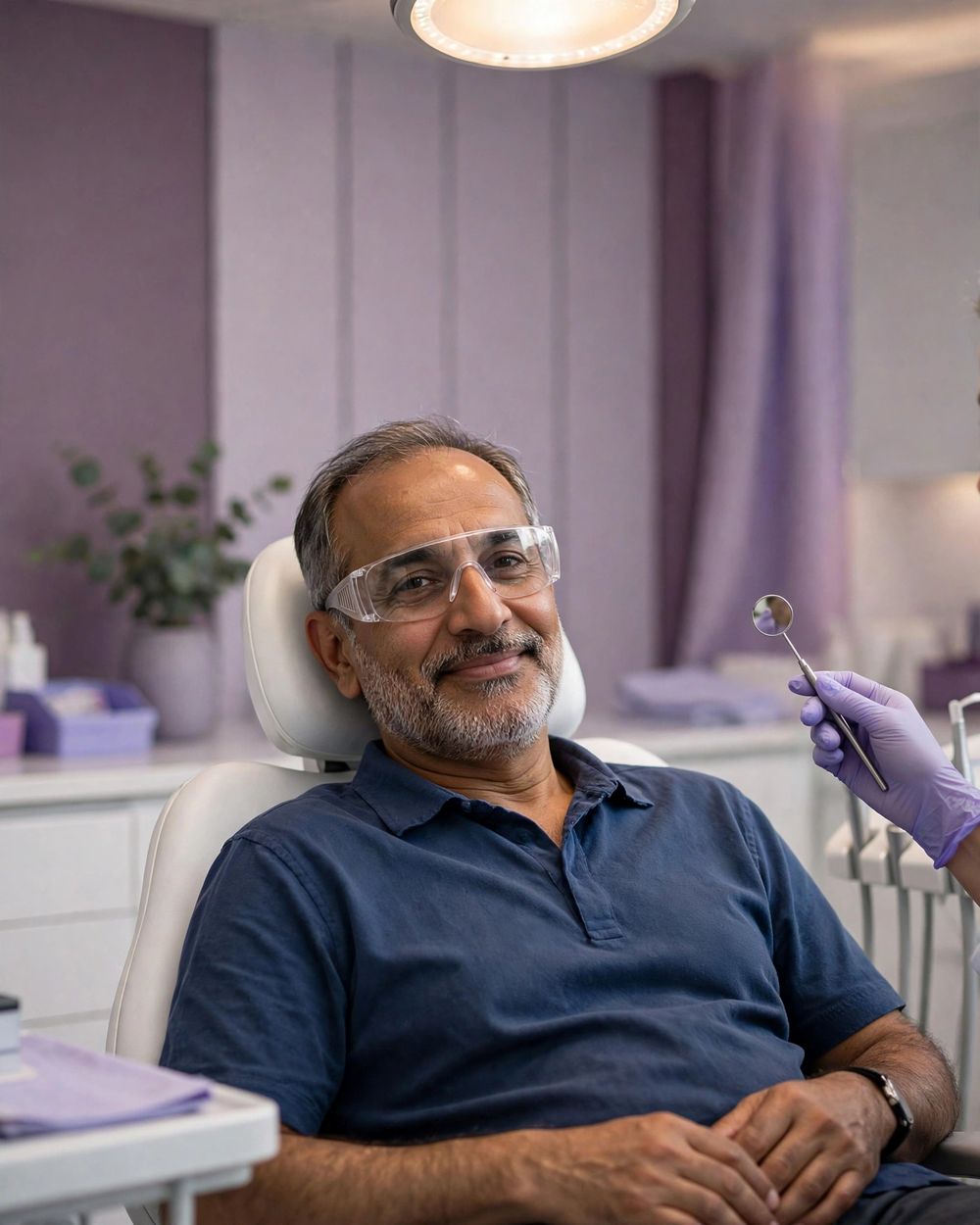 Smiling patient in the dental chair